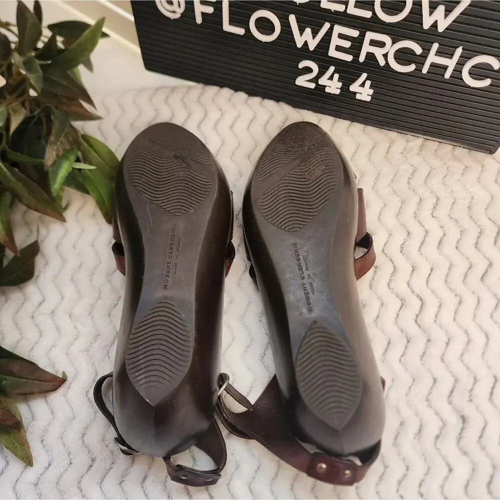 ROBERT CLERGERIE PLATFORM BROWN SANDAL SIZE 9